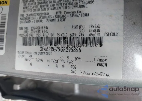 2016 Ford Fusion S из США, поврежденный, VIN 3FA6P0G79GR295866